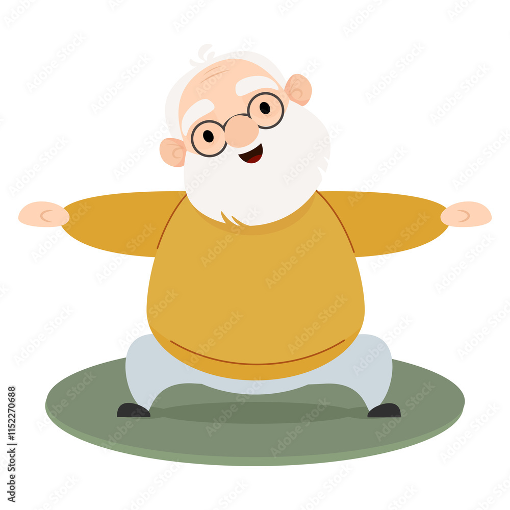 Senior elderly man doing sports at home Senior elderly man doing sports at home