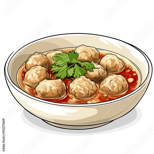 Bakso Meatball Noodle Soup with Vegetables