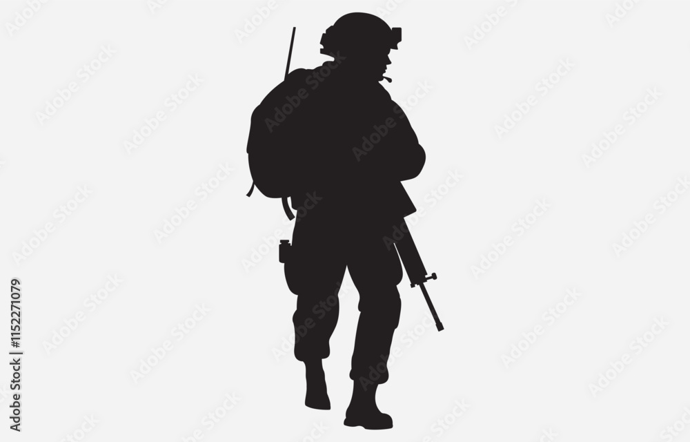 A soldier silhouette on a white background