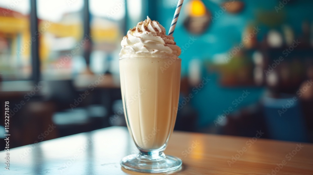 Retro Milkshake with Whipped Cream and Straw Retro Milkshake with Whipped Cream and Straw
