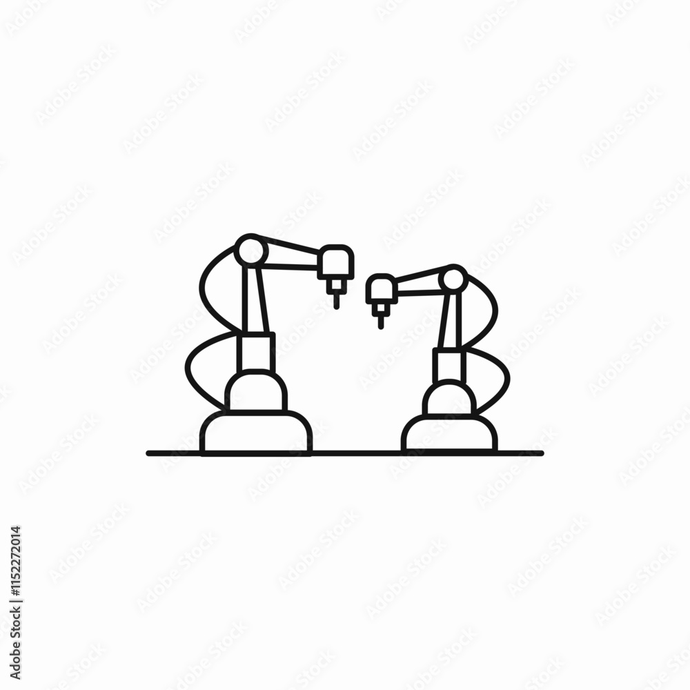 automated factory double robots worker icon vector sign automated factory double robots worker icon vector sign