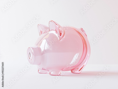 pink piggy bank with a glass body