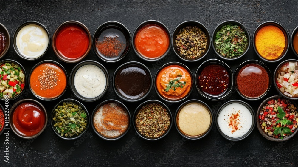 Top-Down View of Sauce and Seasoning Station Top-Down View of Sauce and Seasoning Station
