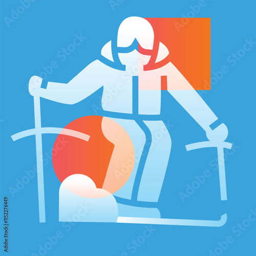 Skier line black icon. Sign for web page, mobile app, button, logo.