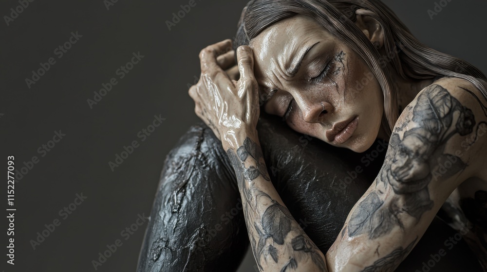 Porcelain sculpture of an ethereal girl in pink tones portraying deep emotion and artistry Porcelain sculpture of an ethereal girl in pink tones portraying deep emotion and artistry