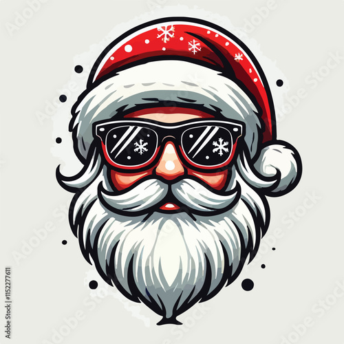 Christmas santa claus face with sunglasses vector image on a white background