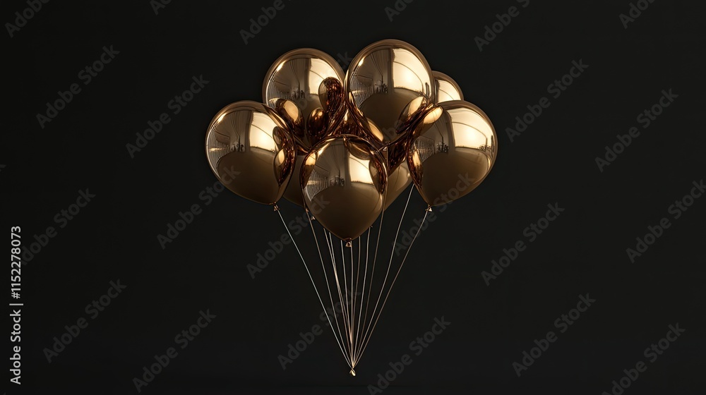 Poster mockup highlighted with glowing gold balloons and subtle shadows, perfect for promotional designs. Poster mockup highlighted with glowing gold balloons and subtle shadows, perfect for promotional designs.