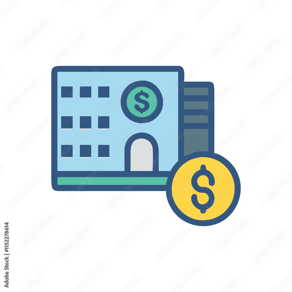  Stylish Office Currency Icon Illustration Design