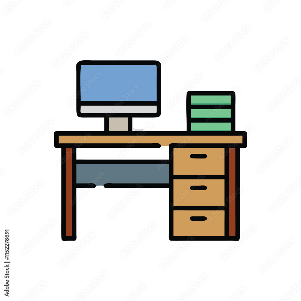 Dynamic Office Desk Icon Illustration Design Dynamic Office Desk Icon Illustration Design