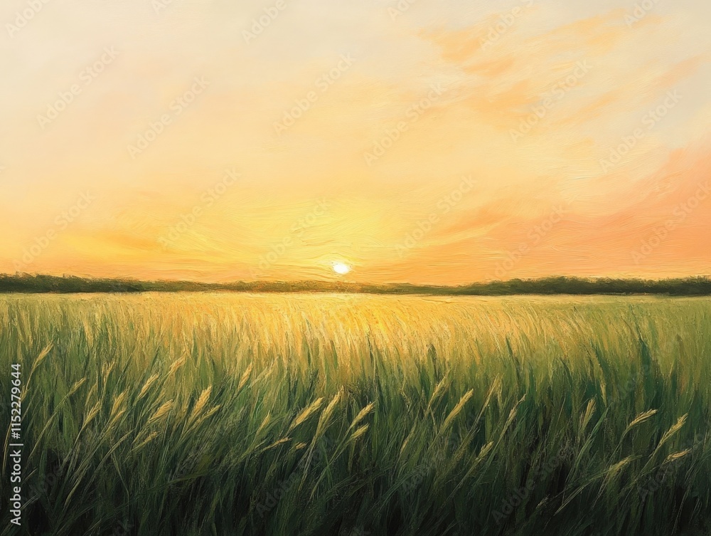 sunset over a grassy field sunset over a grassy field