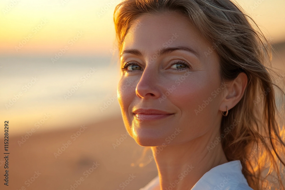 Generative AI Portrait of Person Traveler Enjoying Sunset on Beach during Summer Vacation Generative AI Portrait of Person Traveler Enjoying Sunset on Beach during Summer Vacation
