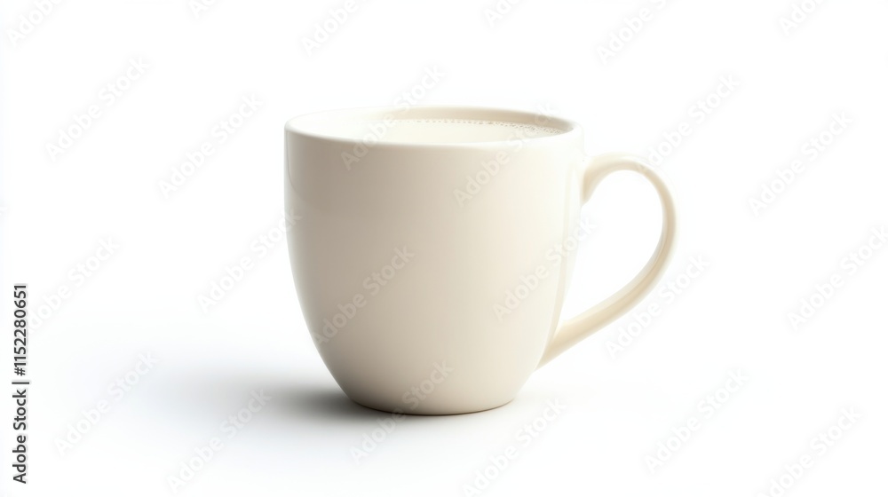 Oatmeal milk in a simple white cup isolated on a bright background for healthy beverage choice Oatmeal milk in a simple white cup isolated on a bright background for healthy beverage choice