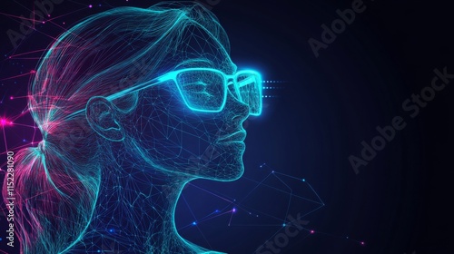 Futuristic Assistant with Glowing Lines and Natural Light