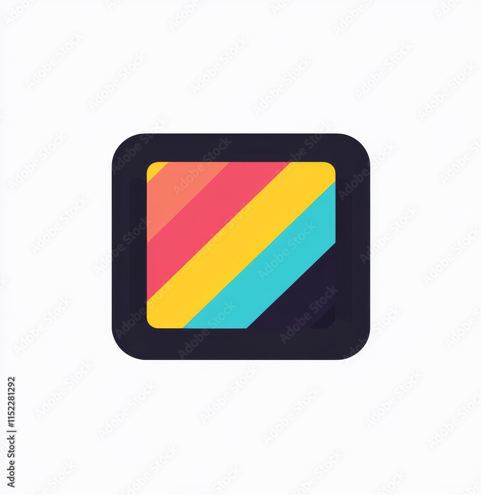 Logo design, a flat vector logo of an old TV with colorful lines on the screen, simple and minimalistic, on a white background, with no shadows or gradient Logo design, a flat vector logo of an old TV with colorful lines on the screen, simple and minimalistic, on a white background, with no shadows or gradient