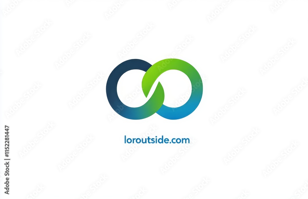 Logo design, vector graphic of an infinity sign with blue and green colors on a white background, simple shapes, modern style, professional logo designer, text below the symbol Logo design, vector graphic of an infinity sign with blue and green colors on a white background, simple shapes, modern style, professional logo designer, text below the symbol