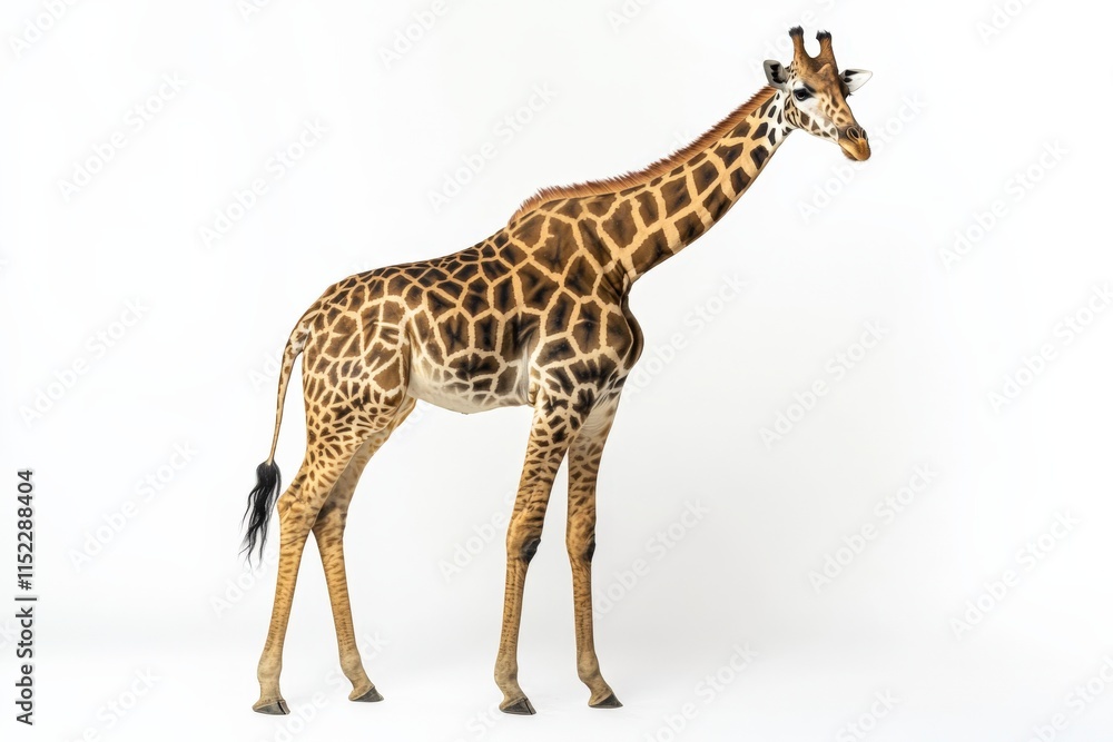 Obraz premium a giraffe stands against a white background