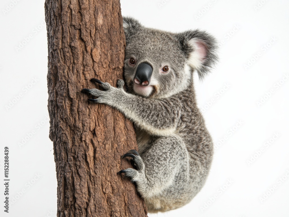 Naklejka premium a koala clinging to a tree trunk