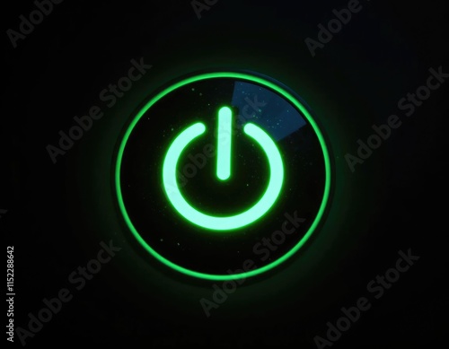 Glowing Green Power Button