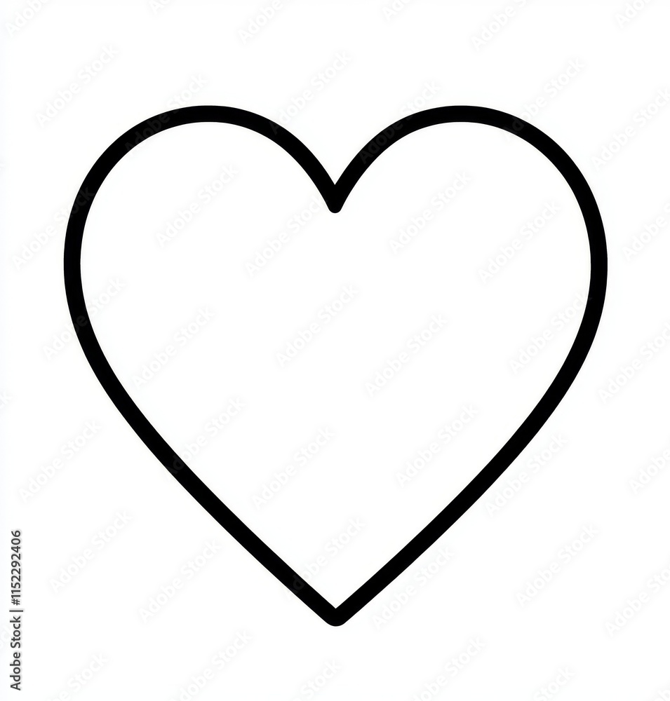 custom made wallpaper toronto digitalSimple line drawing of a heart icon, vector graphic, simple shapes, clip art style, white background, simple design, no shadow lines, no shadows, simple, flat, cute, thick black outline on a solid whi