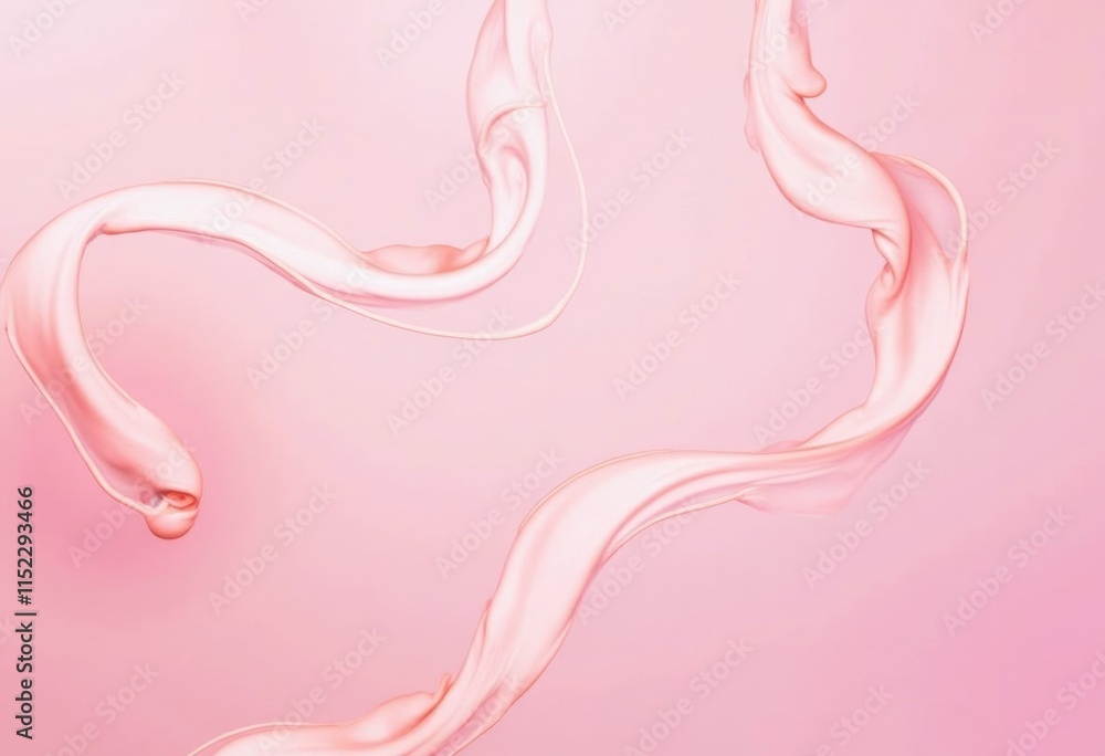 Abstract swirls of pink liquid create a flowing  dynamic composition.