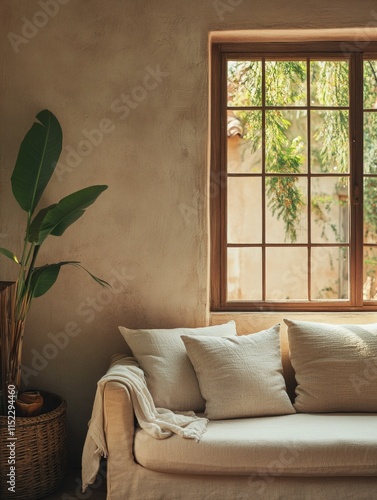 Contemporary Living Room with Patio View