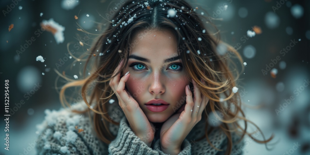 Winter forest a woman's emotional depth Winter forest a woman's emotional depth