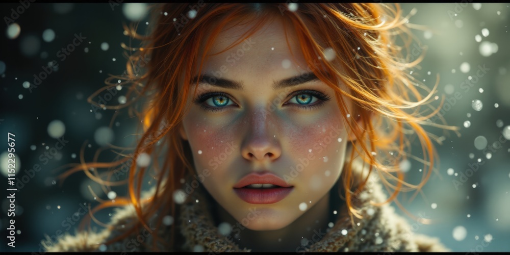 Enchanting winter portrait of a young woman Enchanting winter portrait of a young woman