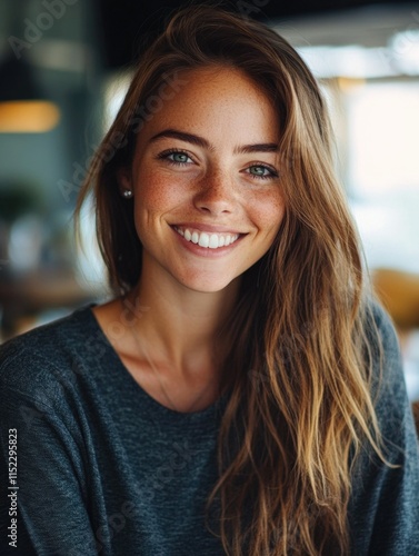 Happy Young Woman Posing for a Portrait