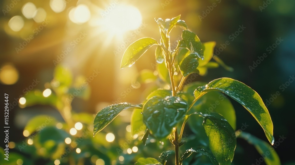 Obraz premium Sunlit Morning in a Tea Garden