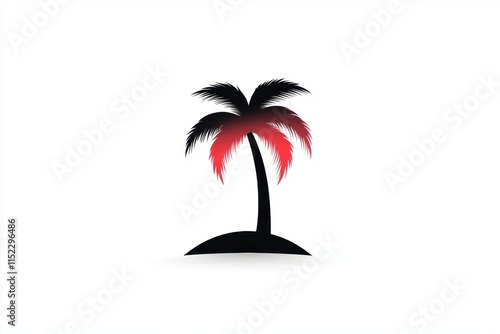 modern minimalist illustration, modern palm tree doodle icon for branding or digital projects, featuring a sleek and minimalist design