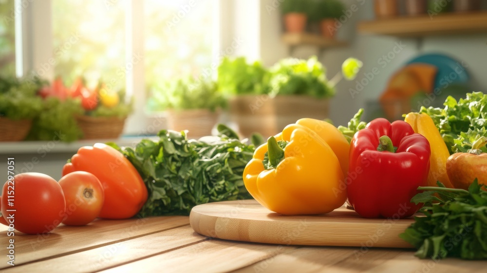 Fresh Vegetables on Table with Soft Light Background Fresh Vegetables on Table with Soft Light Background