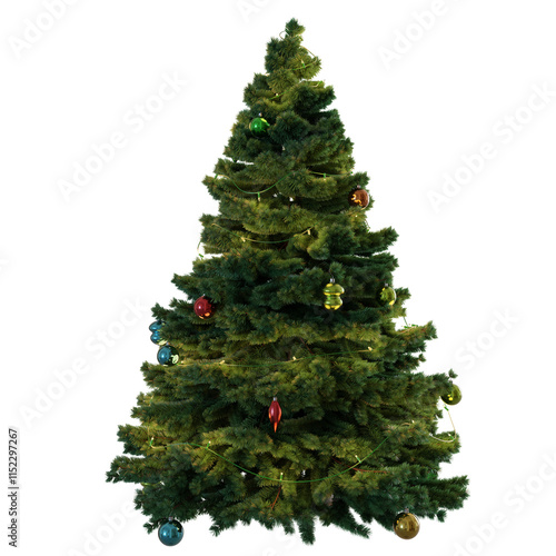 3D rendered Christmas tree isolated on transparent background