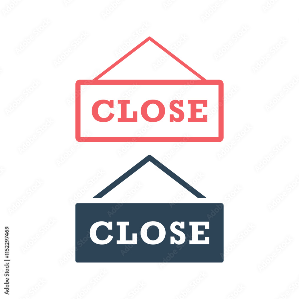Open or closed in signboard on transparent background. Vector icons set. Open or closed in signboard on transparent background. Vector icons set.
