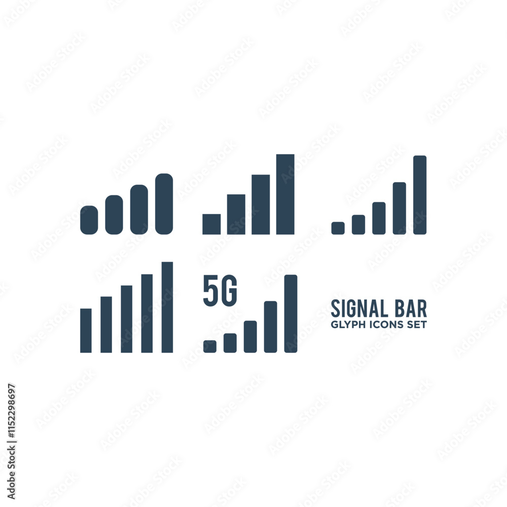 Signal bar icon set flat vector template. Signal bar icon set flat vector template.
