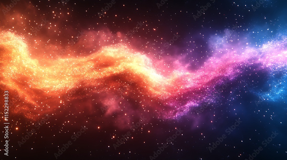 Fototapeta premium Energetic flashes illuminate the colorful nebulae across the cosmic abyss image