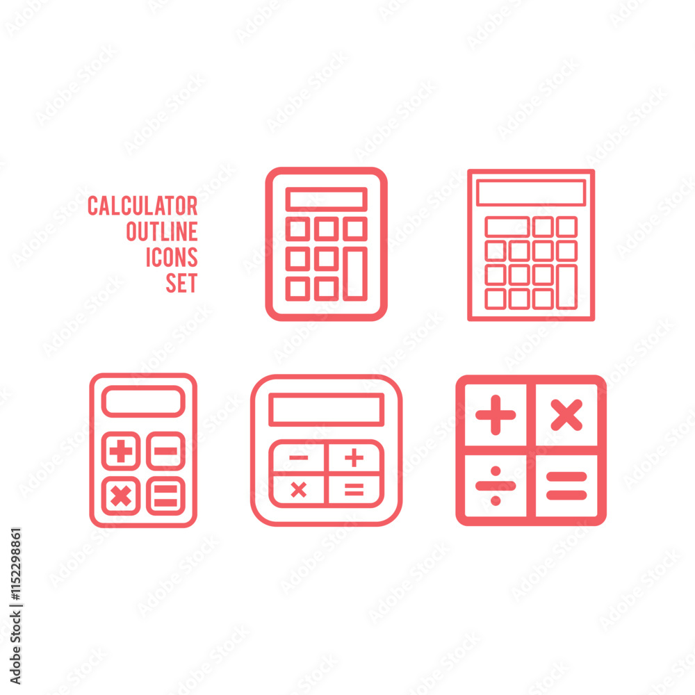Calculator icons set vector. Savings, finances sign isolated on white, economy concept, Trendy Flat style for graphic design, Web site, UI. Calculator icons set vector. Savings, finances sign isolated on white, economy concept, Trendy Flat style for graphic design, Web site, UI.