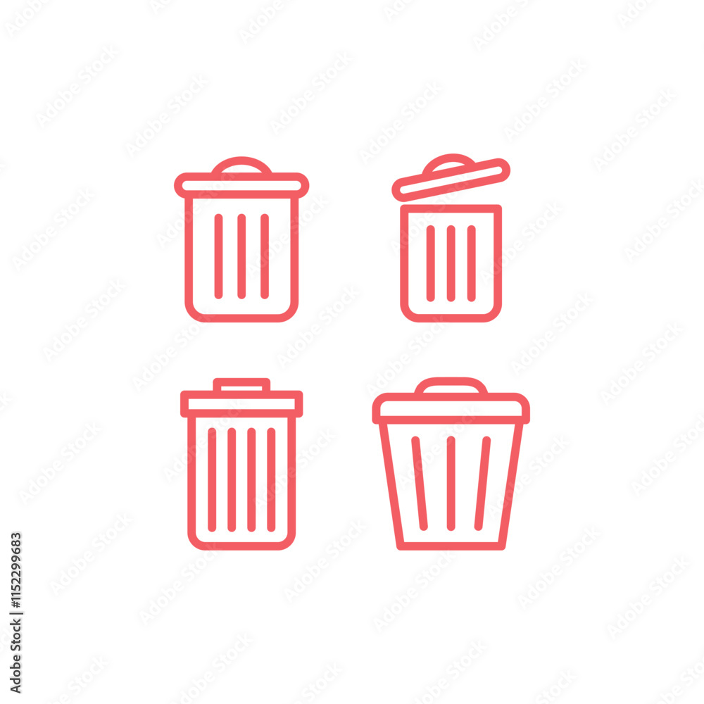 Trash can icons set vector. Delete sign. Trash can icons set vector. Delete sign.