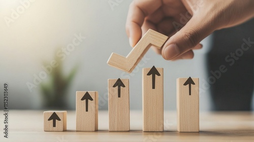 add red arrow head point up as the growth of business , economy, marketing, career path and performance concept