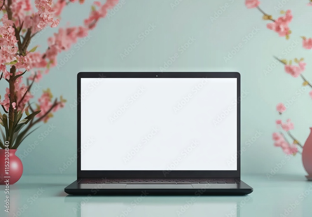 Vector laptop mockup with a blank white screen and transparent background. Vector laptop mockup with a blank white screen and transparent background.
