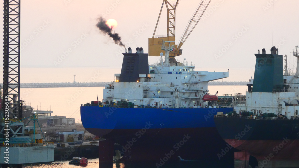 Fototapeta premium Start up ships engine at dry dock