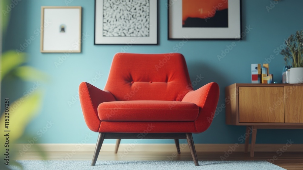 Contemporary Living Room: Modern Chair and Blue Wall Contemporary Living Room: Modern Chair and Blue Wall