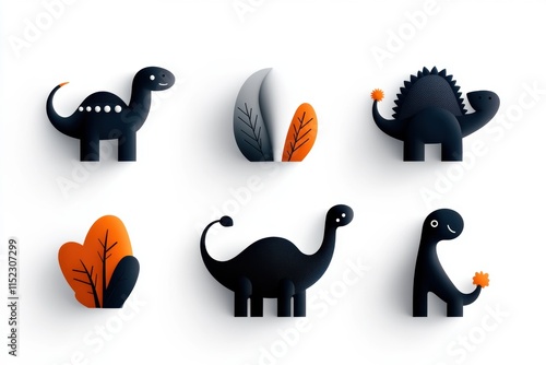 minimalist dinosaur art, minimalist dinosaur clipart icons on a modern backdrop for a stylish look