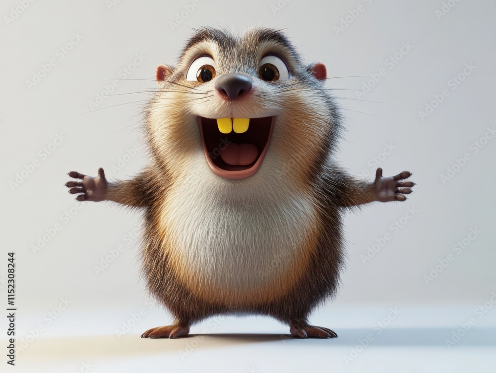 A cartoon chipmunk with arms outstretched A cartoon chipmunk with arms outstretched