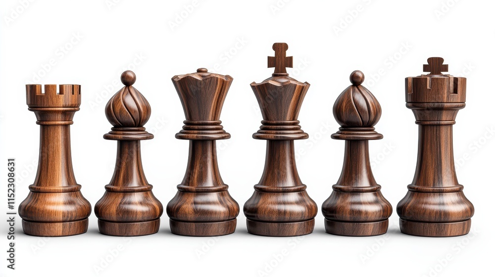 Dark wood chess pieces design element Dark wood chess pieces design element