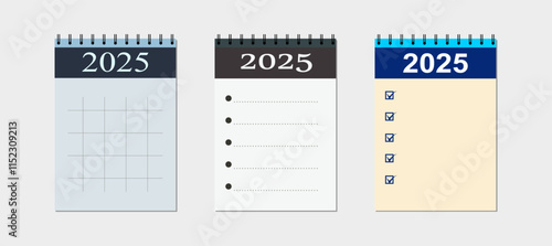 2025 resolution calendar, 2025 now year goals with check mark.