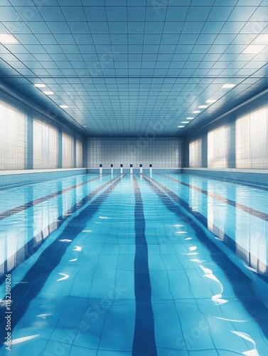 Water pool interior. Swimming pools, sporting swim lanes for kids and adults. Recreation or sport zones background photo