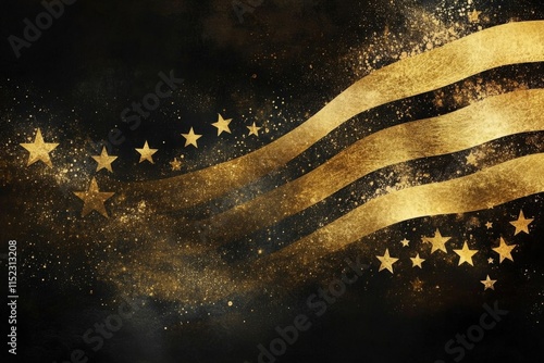 gold stars and stripes on a black background