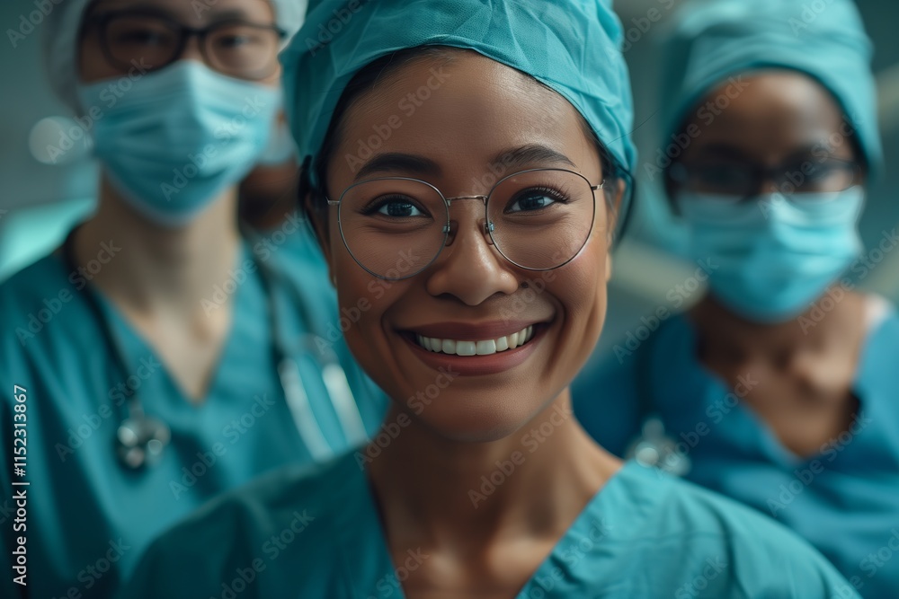 Smiling healthcare professionals in scrubs and masks, showcasing teamwork and commitment to patient care. Smiling healthcare professionals in scrubs and masks, showcasing teamwork and commitment to patient care.