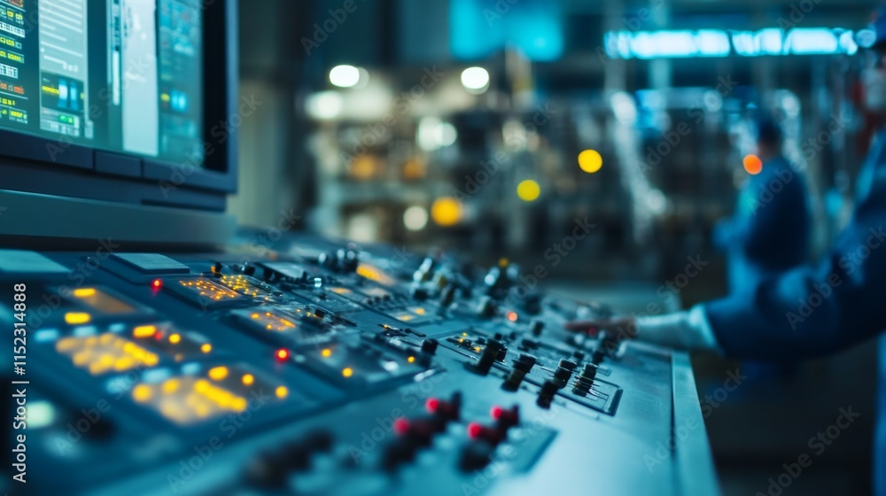 Control room operations industrial facility digital interface high-tech environment close-up view automation and efficiency Control room operations industrial facility digital interface high-tech environment close-up view automation and efficiency