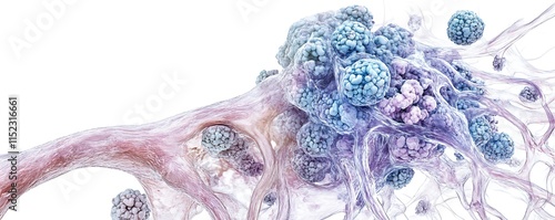 Zoomed-in image of a lymph node showing follicular structures and lymphocytes photo